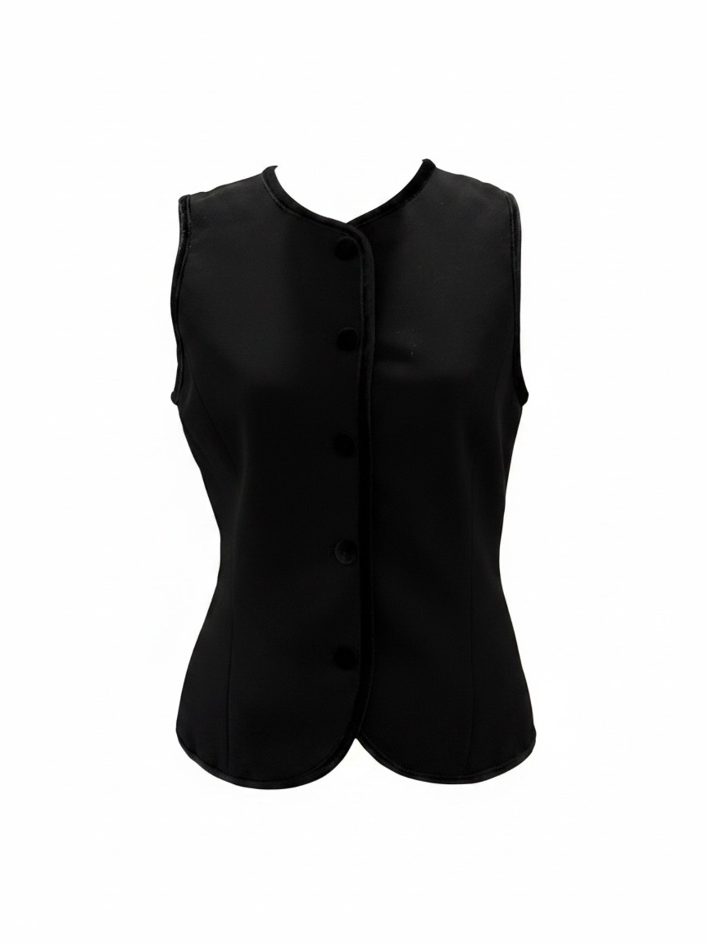 Christian Lacroix Black Vest NWT Size 4 Velvet Trim Button Front Designer Chic